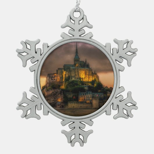 Mont St Michel Island Church Normandy Tin Sneeuwvlok Ornament (Voorkant)