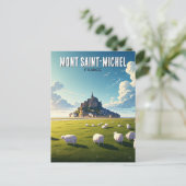 Mont St-Michel Normandië Frankrijk Reis Briefkaart (Staand voorkant)