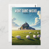Mont St-Michel Normandië Frankrijk Reis Briefkaart (Voorkant / Achterkant)