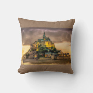 Mont St. Michel Normandy France Brown Pillow Kussen