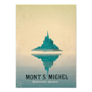 mont st michel vintage Reisposter Foto Afdruk