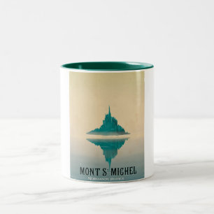 mont st michel vintage Reisposter Tweekleurige Koffiemok