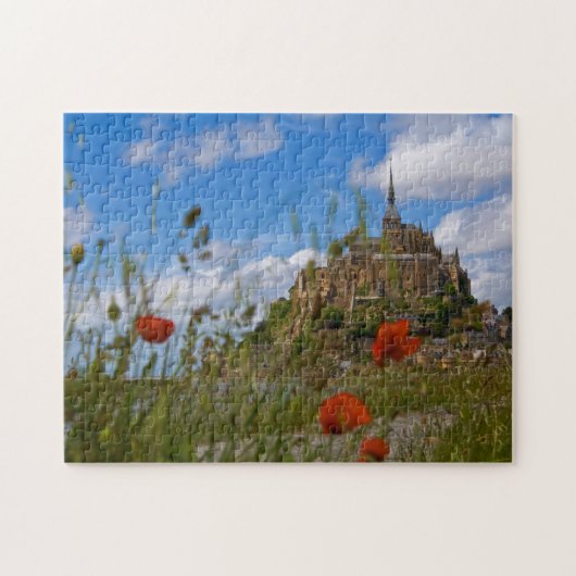 Mont St Michele door de papavers Legpuzzel (Horizontaal)
