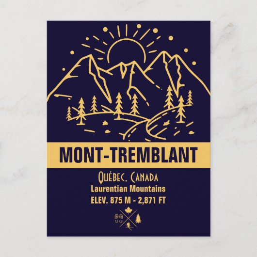 Mont-Tremblant, Canada Québec Minimalist Mountain Briefkaart (Voorkant)