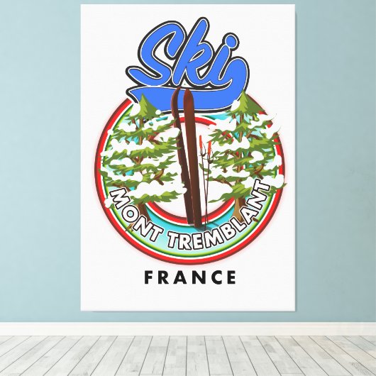 Mont Tremblant France skiposter Canvas Afdruk (Insitu (Houten vloer))