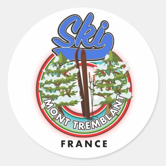 Mont Tremblant France skiposter Ronde Sticker (Voorkant)