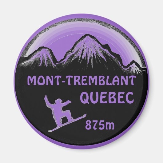 Mont Tremblant Quebec paars snowboard art magnet (Voorkant)