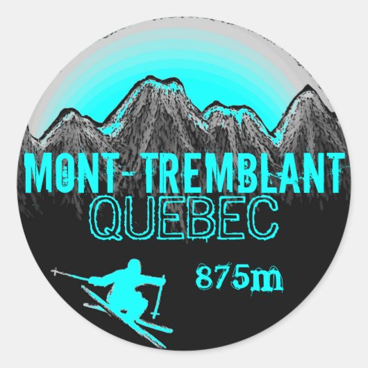 Mont Tremblant Quebec ski blauwgroen kunst sticker (Voorkant)