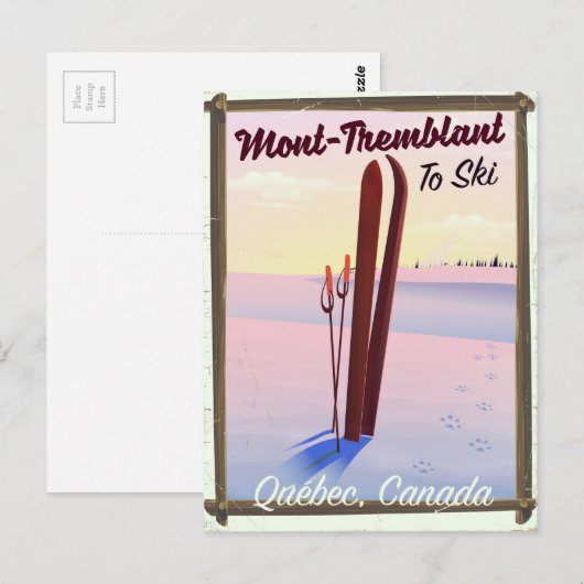 Mont-Tremblant Québec Ski poster. Briefkaart (Voorkant / Achterkant)