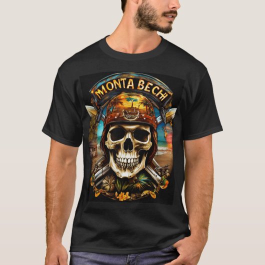 "Monta Beach: Biker Skull Odyssey" T-shirt (Voorkant)