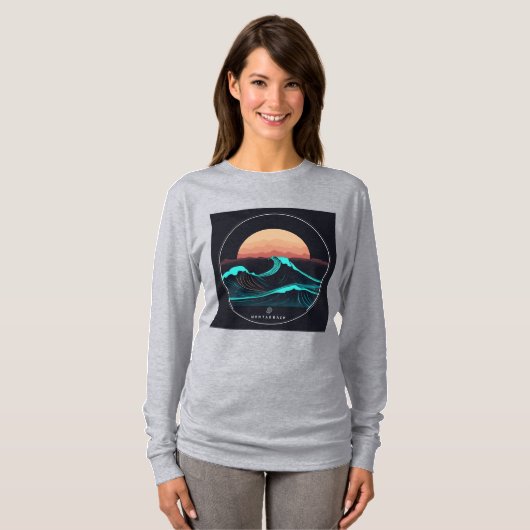 Montabeach Minimalistische Ocean Wave Logo Design T-shirt (Voorkant volledig)