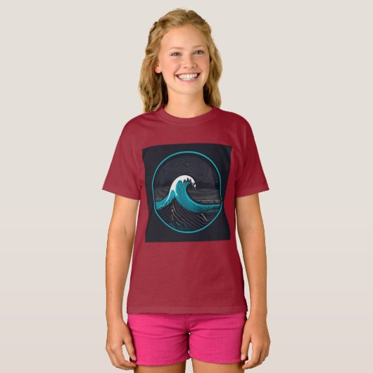Montabeach Minimalistische Ocean Wave Logo Design T-shirt (Voorkant volledig)