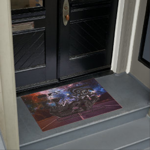 montage-inkttekening - sportwagen het middelpunt. deurmat