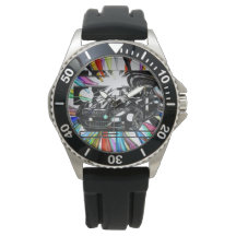 Montage-inkttekening - sportwagen in het middelpun