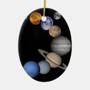 Montage van de planeten in de ruimte keramisch ornament