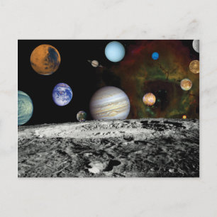 Montage van foto's van het zonnestelsel Voyager Ru Briefkaart