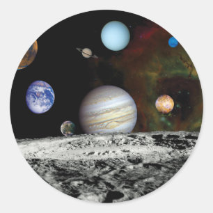 Montage van foto's van het zonnestelsel Voyager Ru Ronde Sticker