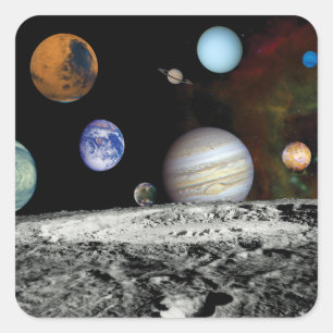 Montage van foto's van het zonnestelsel Voyager-ru Vierkante Sticker