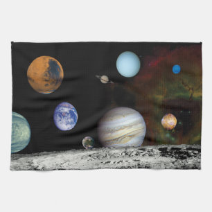 Montage van foto's van het zonnestelsel, Voyager,  Theedoek