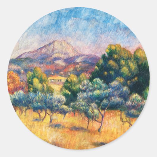 Montagne Sainte-Victoire (Paysage) Renoir Ronde Sticker (Voorkant)