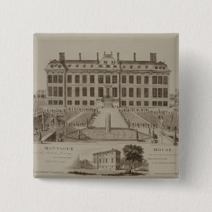 Montague House, nu het British Museum, 1813 (engr Vierkante Button 5,1 Cm