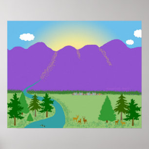 Montain Morn originele digitale tekening Poster
