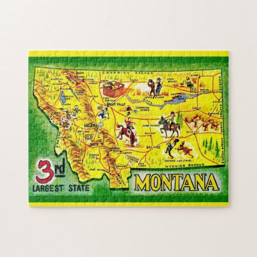 Montana 11x14 Illustrated Map Puzzle Legpuzzel (Horizontaal)