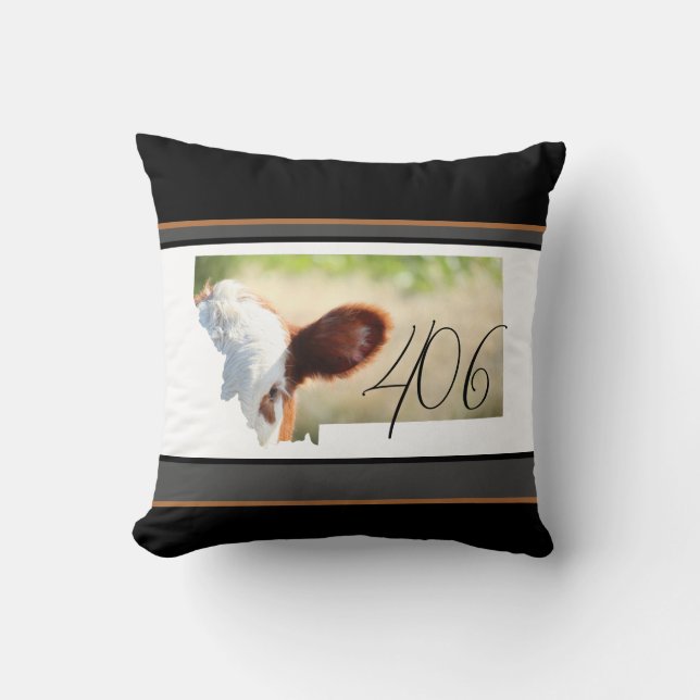 Montana 406 Bruine Koe Groene weide Sierkussen (Voorkant)