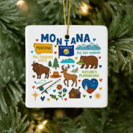 Montana Aangepaste Familie Reis Kerstmis Keramisch Ornament