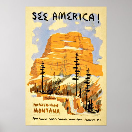 Montana America Vintage Travel Poster (Voorkant)