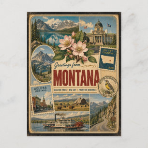 Montana Authentieke Vintage Stijl Ansichtkaart Briefkaart