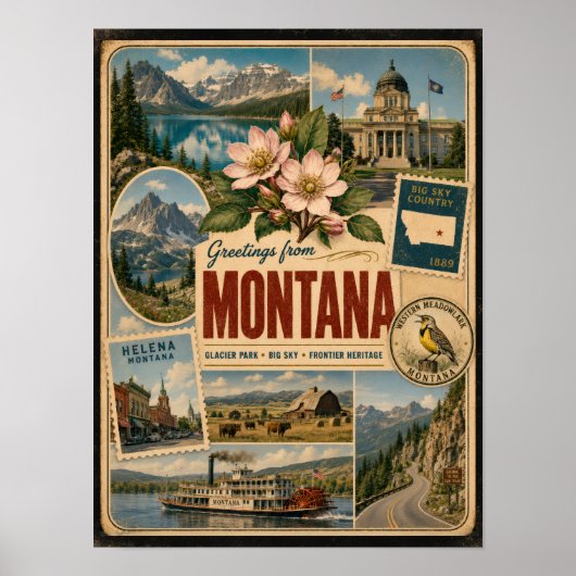 Montana Authentieke Vintage Stijl Poster (Voorkant)