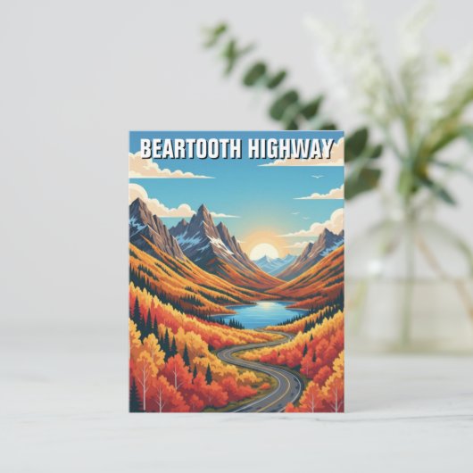 Montana Beartooth Highway reizen Briefkaart (Staand voorkant)