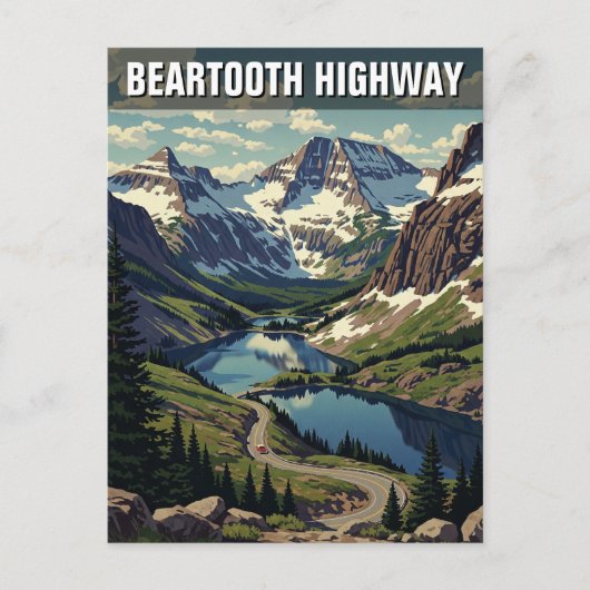 Montana Beartooth Highway reizen Briefkaart (Voorkant)