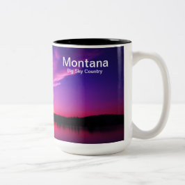 Montana, Big Sky Country, 15 oz mok, Roze Zonsonde Tweekleurige Koffiemok