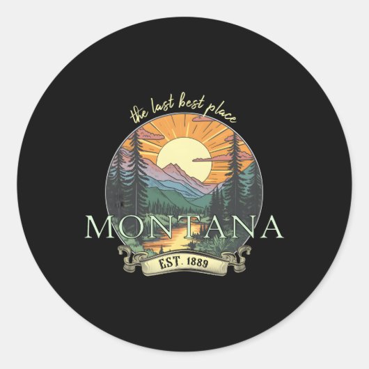 Montana Big Sky Country Mountains 3 Ronde Sticker (Voorkant)