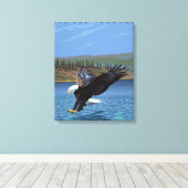 Montana - Big Sky CountryDiving Eagle Canvas Afdruk (Insitu (Houten vloer))