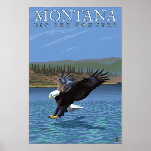 Montana - Big Sky CountryDiving Eagle Poster