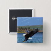 Montana - Big Sky CountryDiving Eagle Vierkante Button 5,1 Cm (Voorkant /achterkant)