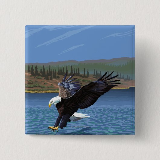 Montana - Big Sky CountryDiving Eagle Vierkante Button 5,1 Cm (Voorkant)