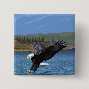 Montana - Big Sky CountryDiving Eagle Vierkante Button 5,1 Cm
