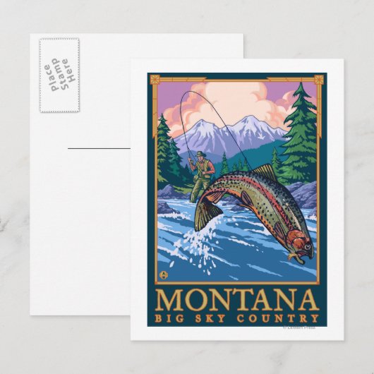 Montana — Big Sky CountryFly Vist Scene Briefkaart (Voorkant / Achterkant)