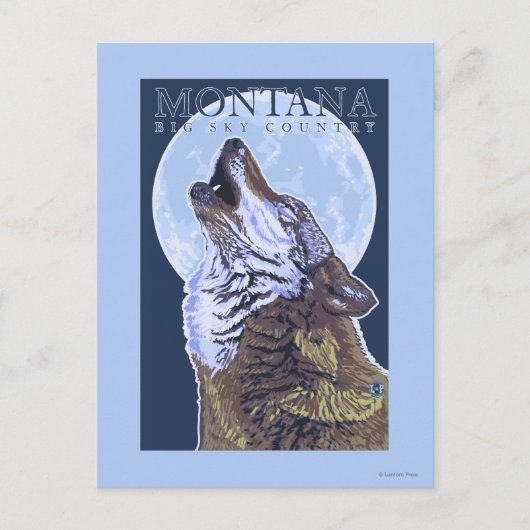 Montana - Big Sky CountryHowling Wolf Briefkaart (Voorkant)