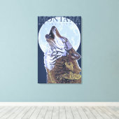 Montana - Big Sky CountryHowling Wolf Canvas Afdruk (Insitu (Houten vloer))