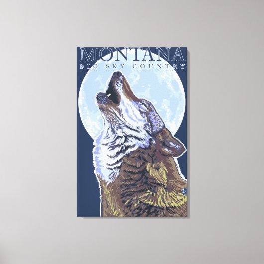 Montana - Big Sky CountryHowling Wolf Canvas Afdruk (Voorkant)