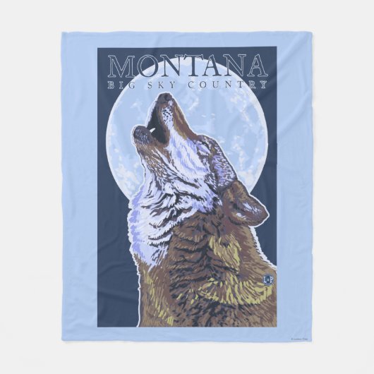 Montana - Big Sky CountryHowling Wolf Fleece Deken (Voorkant)