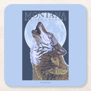 Montana - Big Sky CountryHowling Wolf Kartonnen Onderzetters