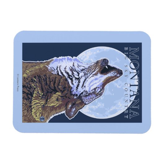 Montana - Big Sky CountryHowling Wolf Magneet (Horizontaal)