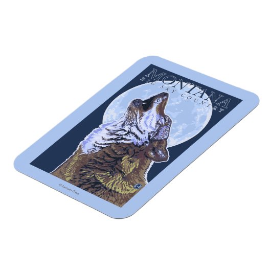 Montana - Big Sky CountryHowling Wolf Magneet (Linkerzijde)