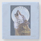 Montana - Big Sky CountryHowling Wolf Stenen Onderzetter (Voorkant)